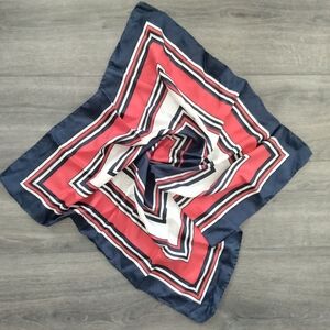 Hudson's Vintage 100% Silk Made in Italy Navy Red White Square Scarf Nautical